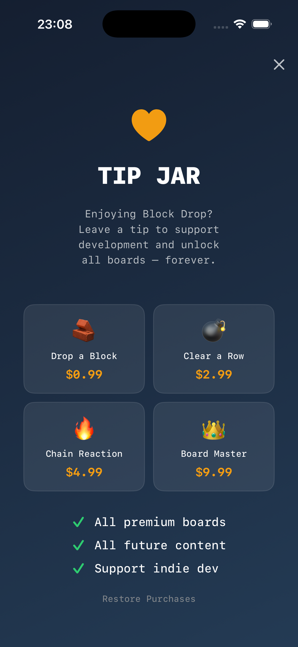 BlockDropable iPhone gameplay screenshot